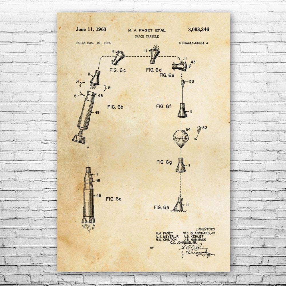NASA Mercury Mission Space Capsule Launch & Recovery Vintage Poster Print - 8x10 Inch Wall Art for Astronaut, Engineer & Space Enthusiasts - Perfect for Home, Office & Classroom Decor