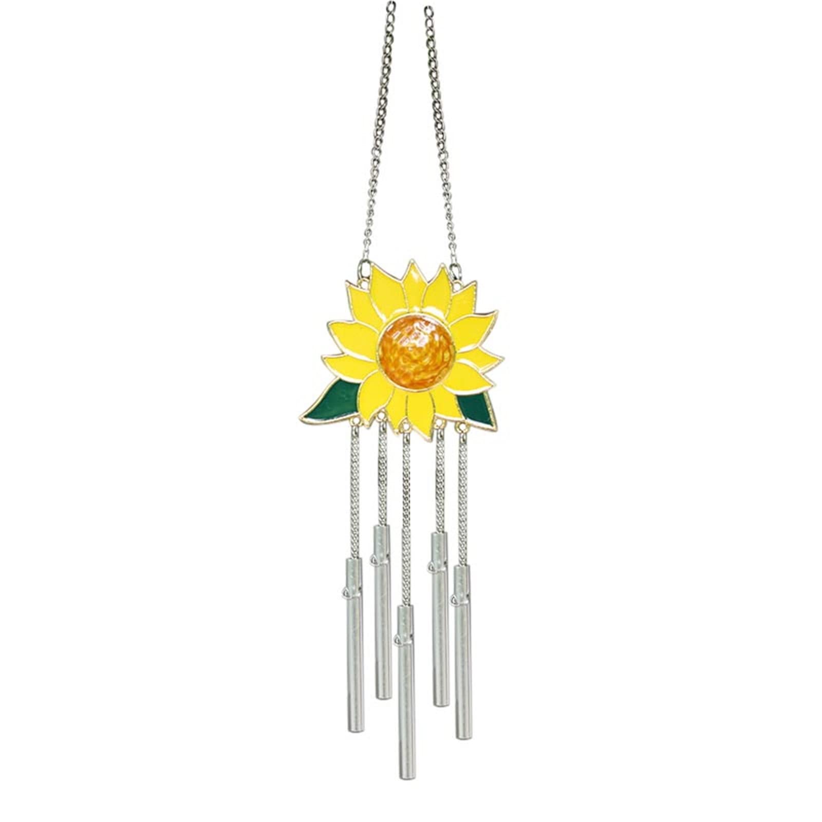 Sunflower Window Decor with Chains - Solar Wind Chime for Outdoor & Home