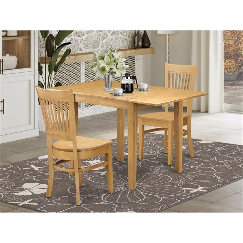 Pemberly Row 3-Piece Square Dining Set - Rustic Oak Brown Farmhouse Kitchen Table with Wooden Chairs for Small Spaces | Perfect for Breakfast Nooks, Compact Apartments & Cozy Family Meals
