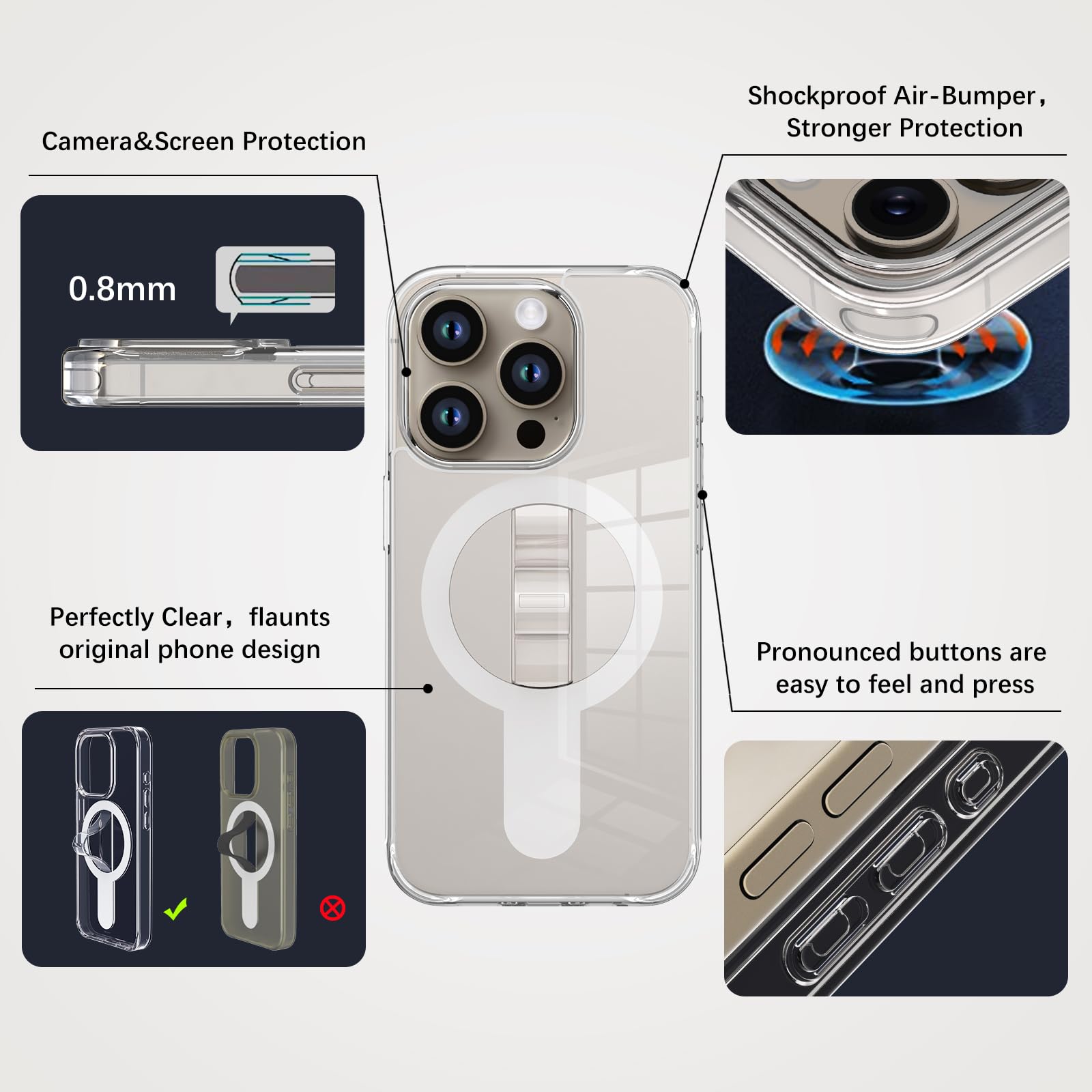 AUROX iPhone 15 Pro Max Case with MagSafe - Military Protection & Invisible Stand | Slim Magnetic Cover for Everyday Use
