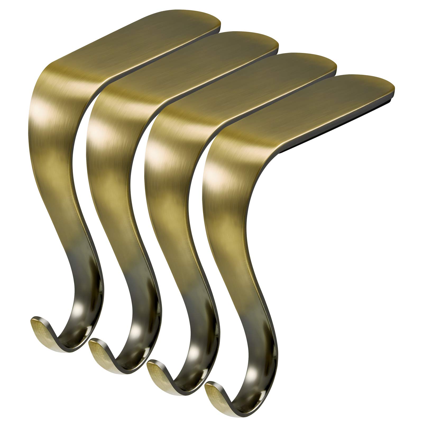 6-Piece Heavy Duty Metal Christmas Stocking Holders - Bronze Mantel Hangers for Fireplace, Shelves, Tables & Windows - Durable Xmas Decor for Holiday Parties & Festive Home Decorations