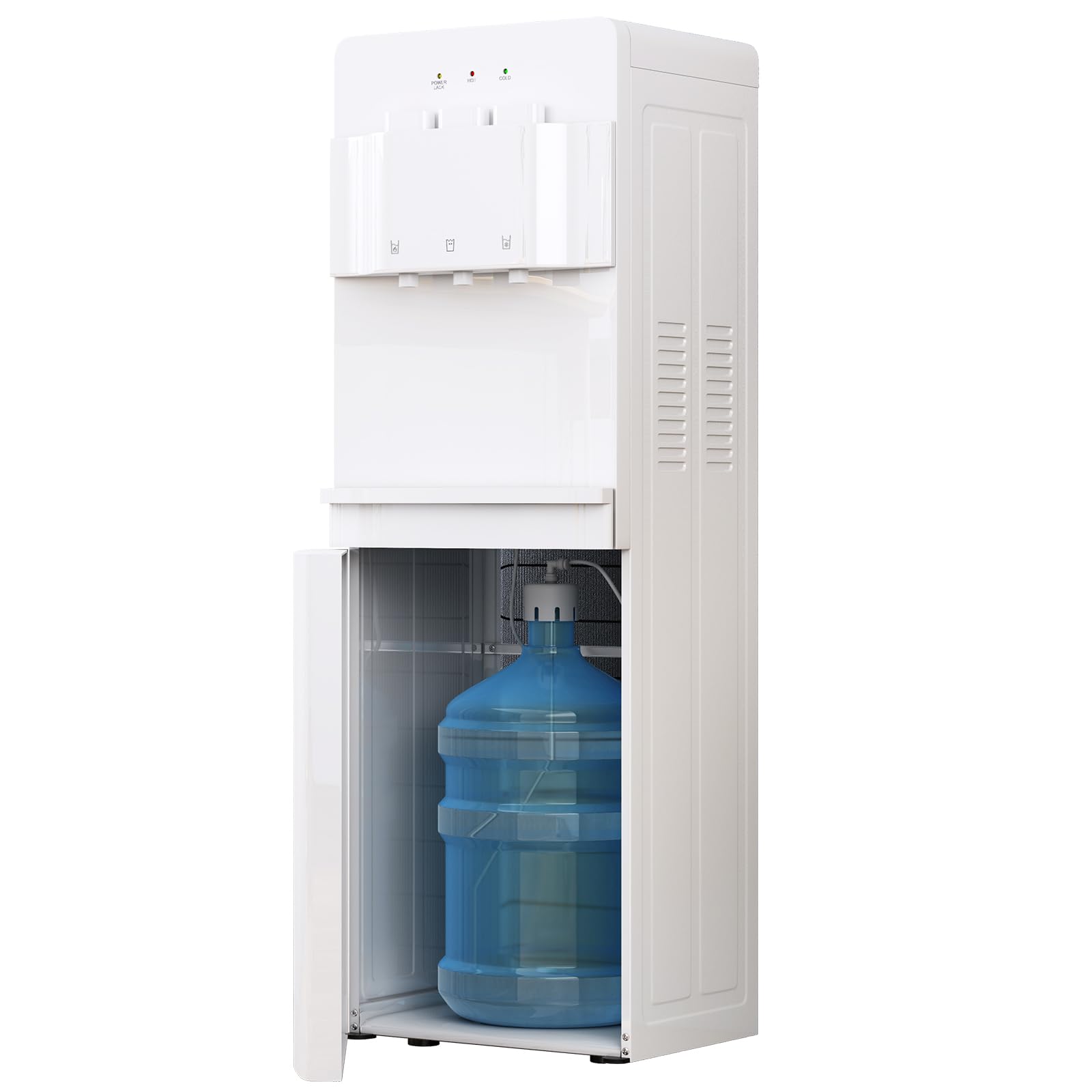 TABU Bottom Loading Water Cooler Dispenser - 3 Temperature Settings (Hot, Cold, Room) with Child Safety Lock & Anti-Scalding Design - Compatible with 3/5 Gallon Bottles - White - Perfect for Home, Office, and School Hydration
