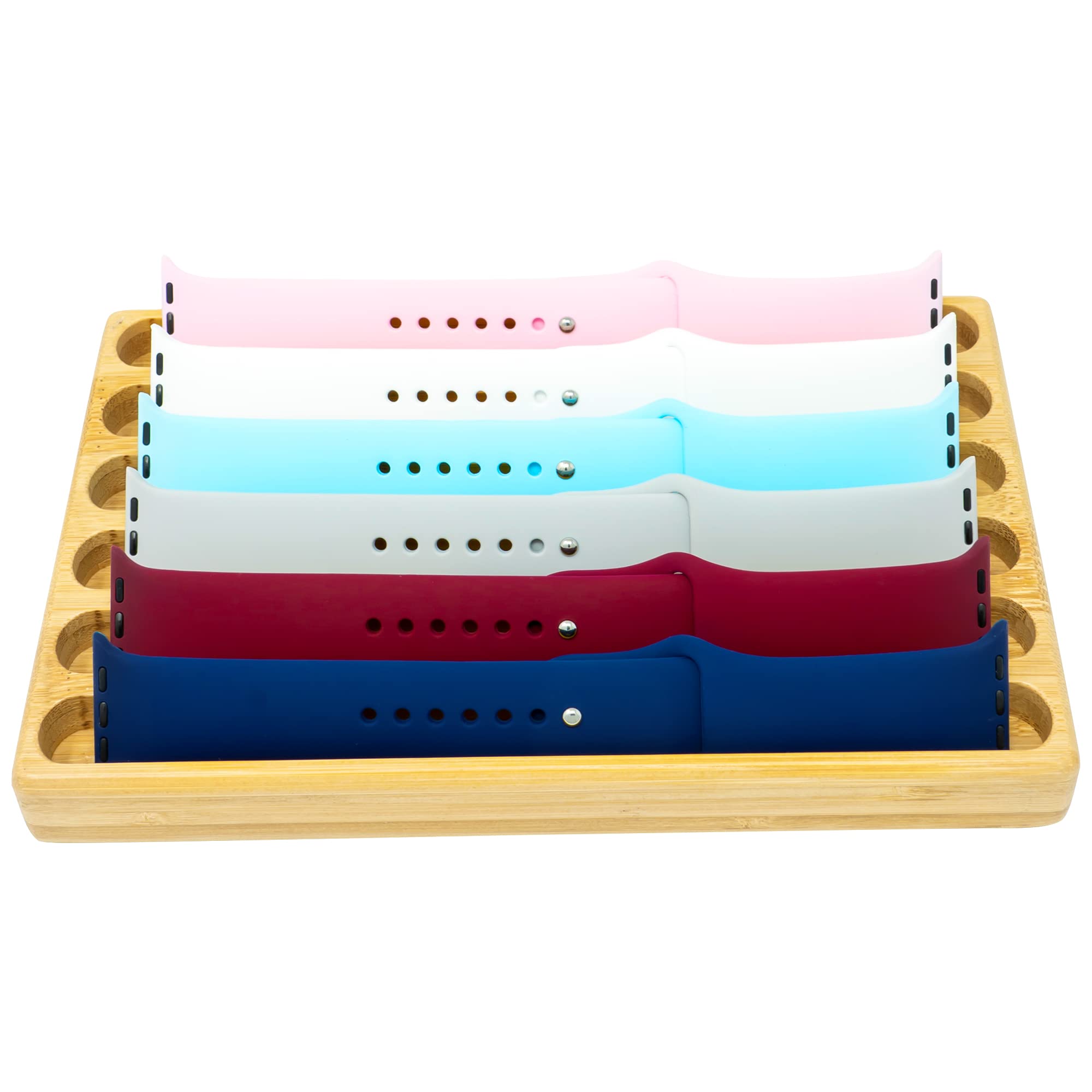 Wooden Apple Watch Band Organizer - Universal Watch Band Holder & Display Stand - Solid Wood Design for All iWatch Bands - Perfect for Home, Office, or Travel Storage