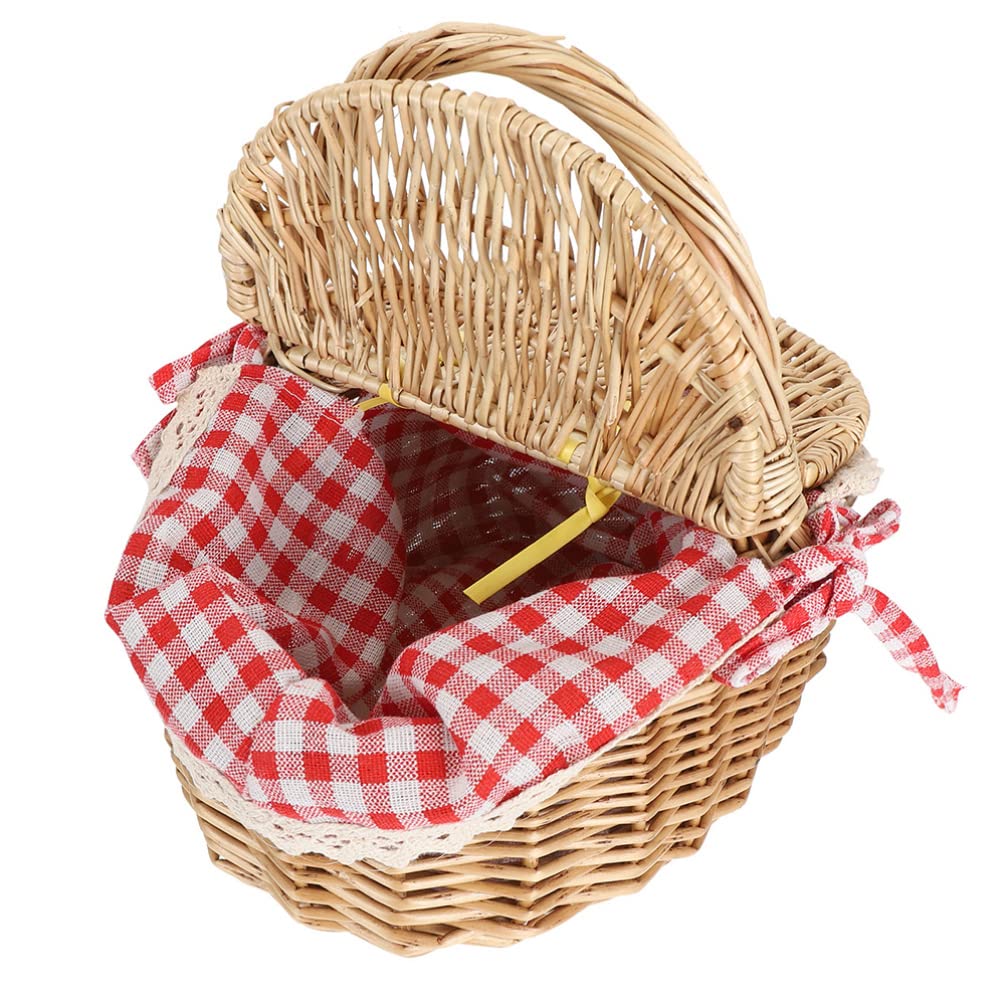 EXCEART Wicker Picnic Basket with Double Lids & Handles - Country Style Willow Storage Hamper for Bread, Flowers & African Market - Perfect for Camping, Outdoor Decorations & Picnics in the Park