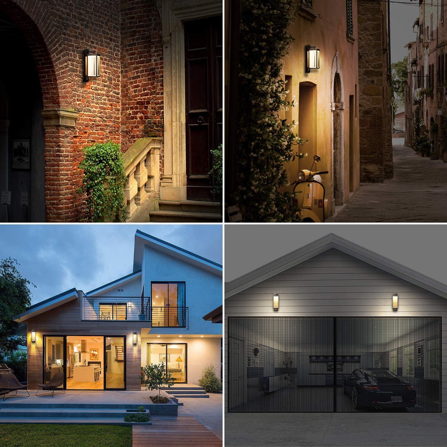 2-Pack Outdoor Wall Sconce with PIR Motion Sensor - IP54 Waterproof LED Wall Light Fixture, 13W 750Lm 3000K Warm White - Modern Grey Exterior Lantern for Porch, Entryway, Garage & Garden Security Lighting