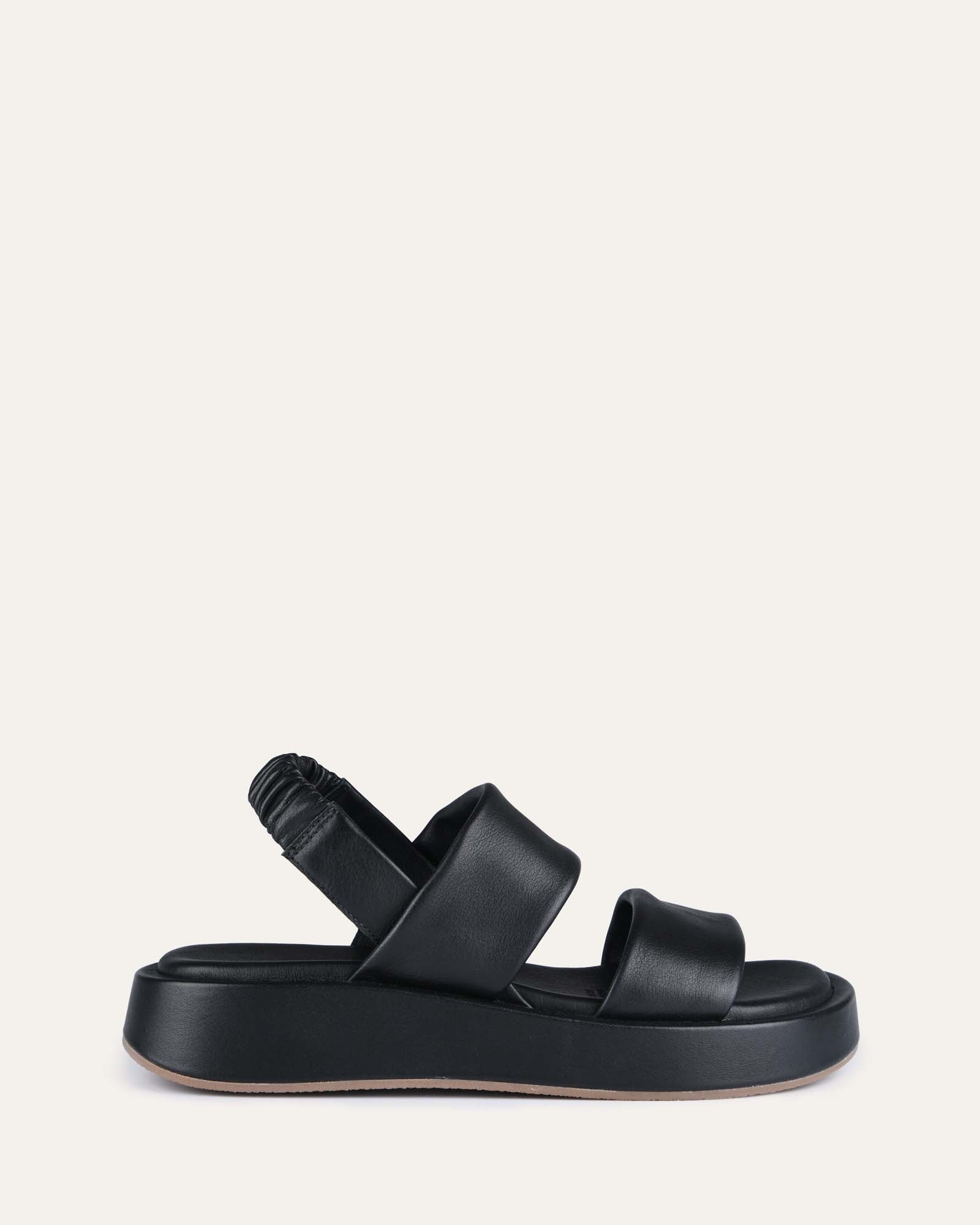 Dana Black Leather Flat Sandals for Women - Comfortable Casual Summer Shoes for Beach, Walking, and Outdoor Activities