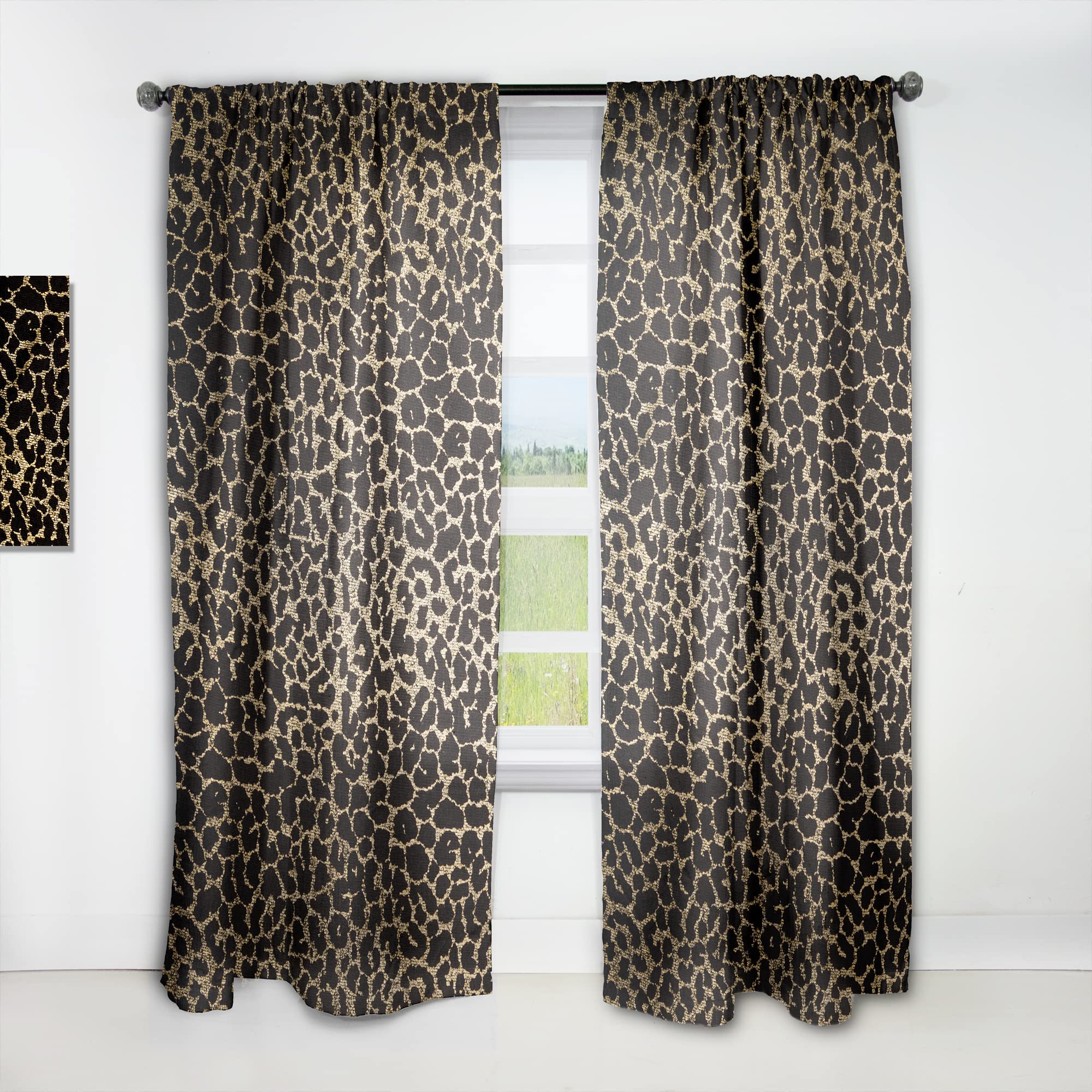 DesignQ Leopard Print Safari Thermal Insulated Curtains - Single Panel 52x63 inches - Blackout Drapes for Bedroom & Living Room | Perfect for Jungle Theme Decor & Energy Saving