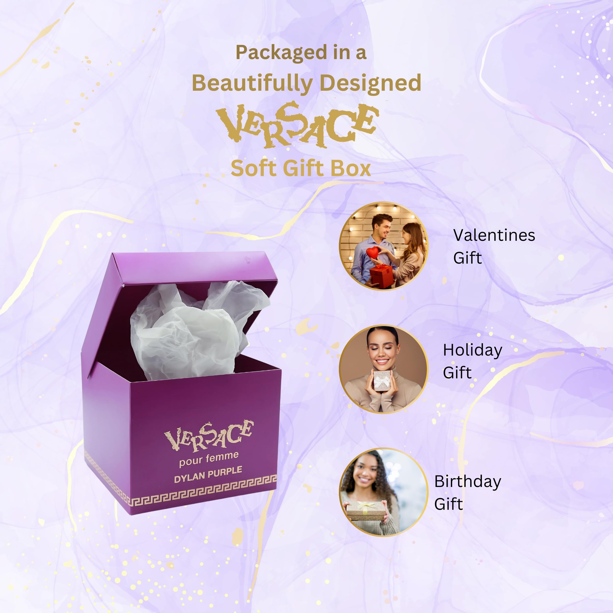 Versace Dylan Purple Perfume for Women - Mini Gift Set with 3 EDP Fragrances | Luxury Scent for Date Night, Special Occasions & Daily Wear