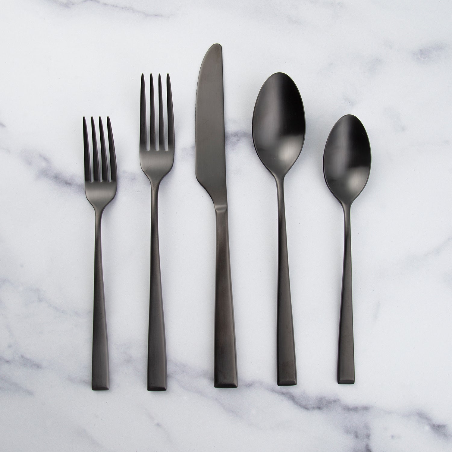 Premium Marlise Black Satin 20-Piece Flatware Set - Stainless Steel Cutlery Set for 4, Modern Dinnerware for Restaurants, Weddings & Elegant Dining