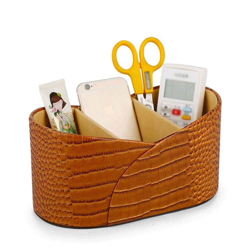 Premium Leather Desk Organizer - Modern Storage Box for Pens, Stationery & Remote Controls | Office & Home Workspace Organization Solution