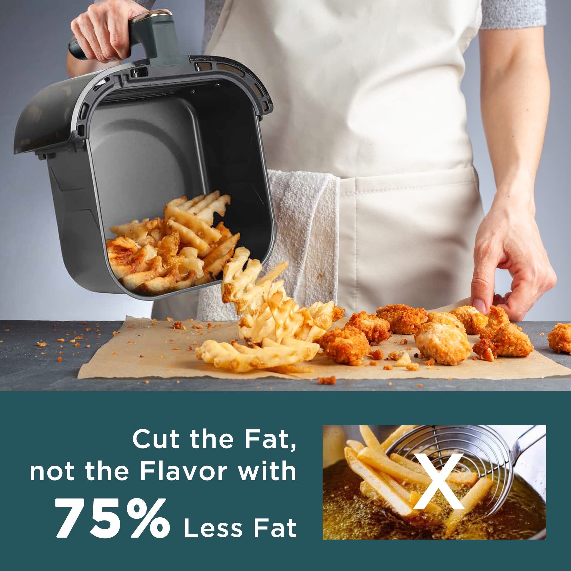 5.8 QT Digital Air Fryer Oven - 1450W Oil-Free Cooker with 8 Presets, Timer & Temp Control, Nonstick Basket - Perfect for Healthy Frying, Baking & Roasting - Compact Green Countertop Appliance for Small Kitchens & Dorms