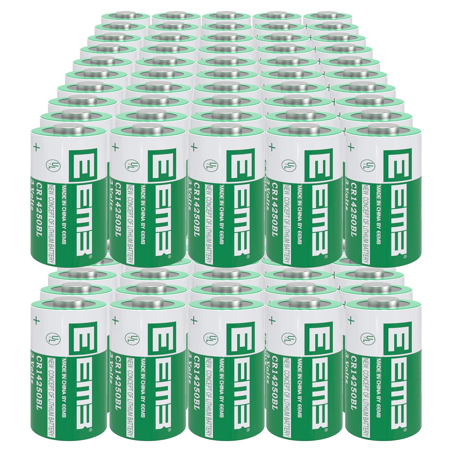 EEMB CR14250BL 3V 900mAh Lithium Battery - Non-Rechargeable 1/2AA Size for Scuba Diving Gear, Laboratory Equipment & Electronics - UL Certified (100 Pack) - Perfect for Underwater Cameras, Medical Devices & Industrial Tools