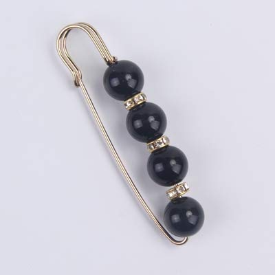 Elegant Pearl Hijab Pin for Women - Shiny Safety Brooch Scarf Stick Pin - Muslim Hijab Accessory - Perfect for Scarves, Sweaters & Dresses (Black)