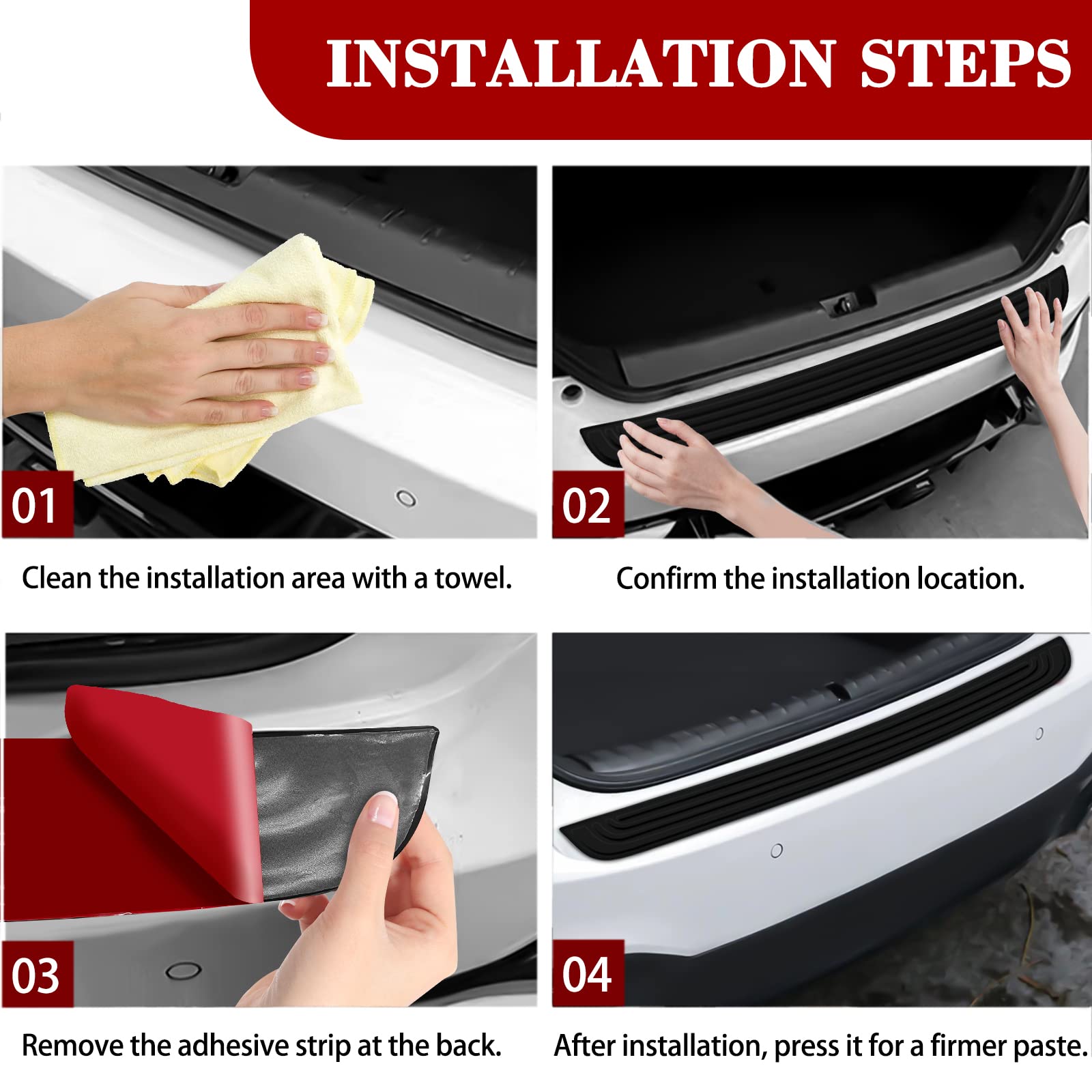Premium Rear Bumper Protector - Self-Adhesive Viscose Natural Rubber Guard for Most Car Models | Durable Exterior Accessory for Parking & Scratch Protection