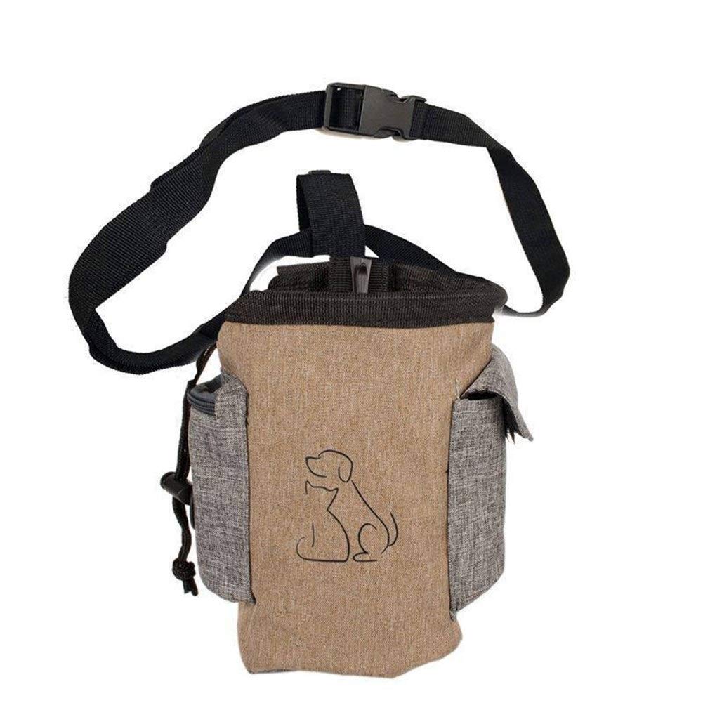 Portable Dog Treat Pouch for Training - Hands-Free Waist Bag with Drawstring, Cute Dog Patterns - Ideal for Travel, Hiking, Walking & Outdoor Adventures (Coffee, Size 1) | Perfect for Dog Walks, Park Visits & Pet Training Sessions
