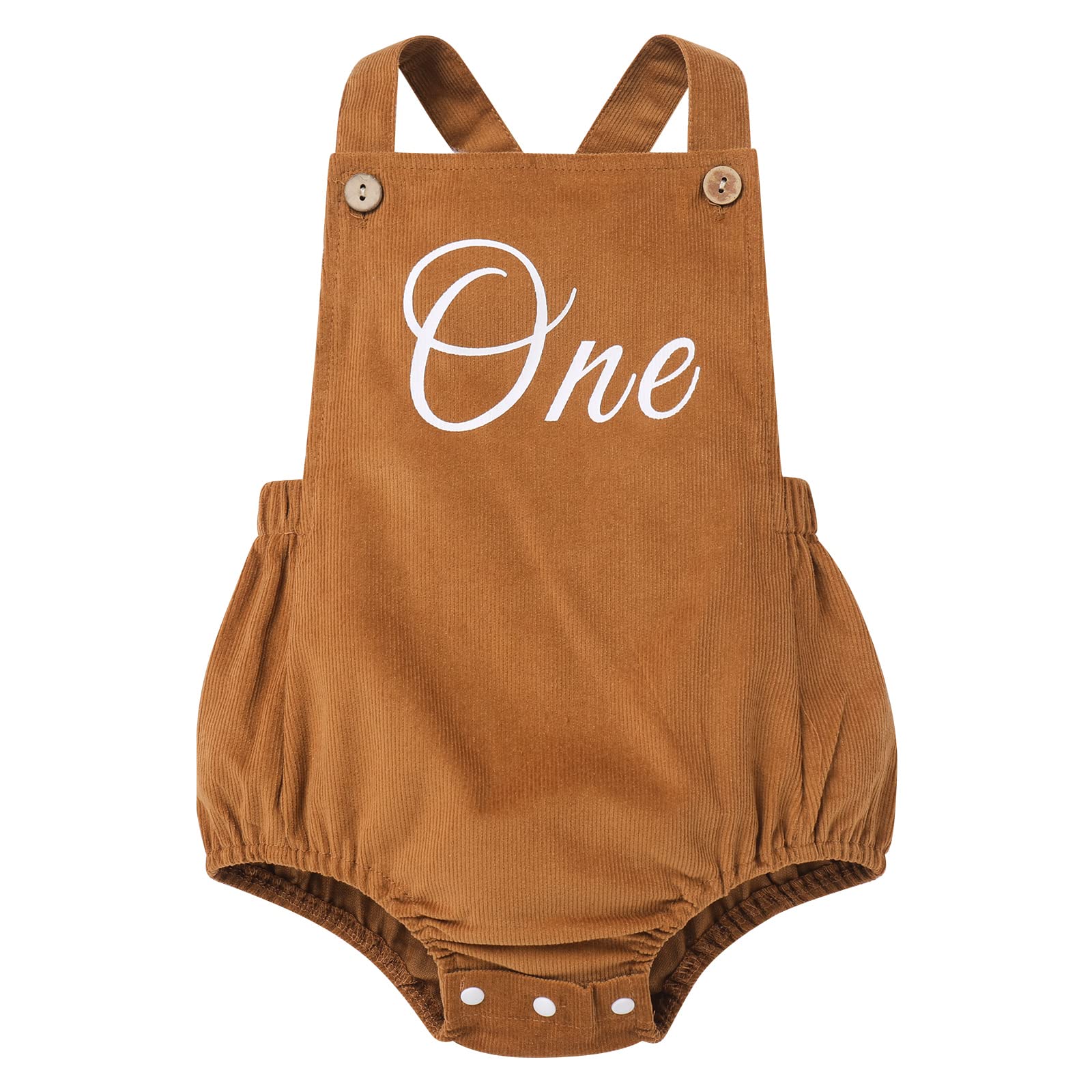 Adorable Boho Baby Romper - 1st Birthday Outfit for Girls & Boys | Corduroy Overall Bodysuit for Cake Smash Photoshoot & Special Occasions