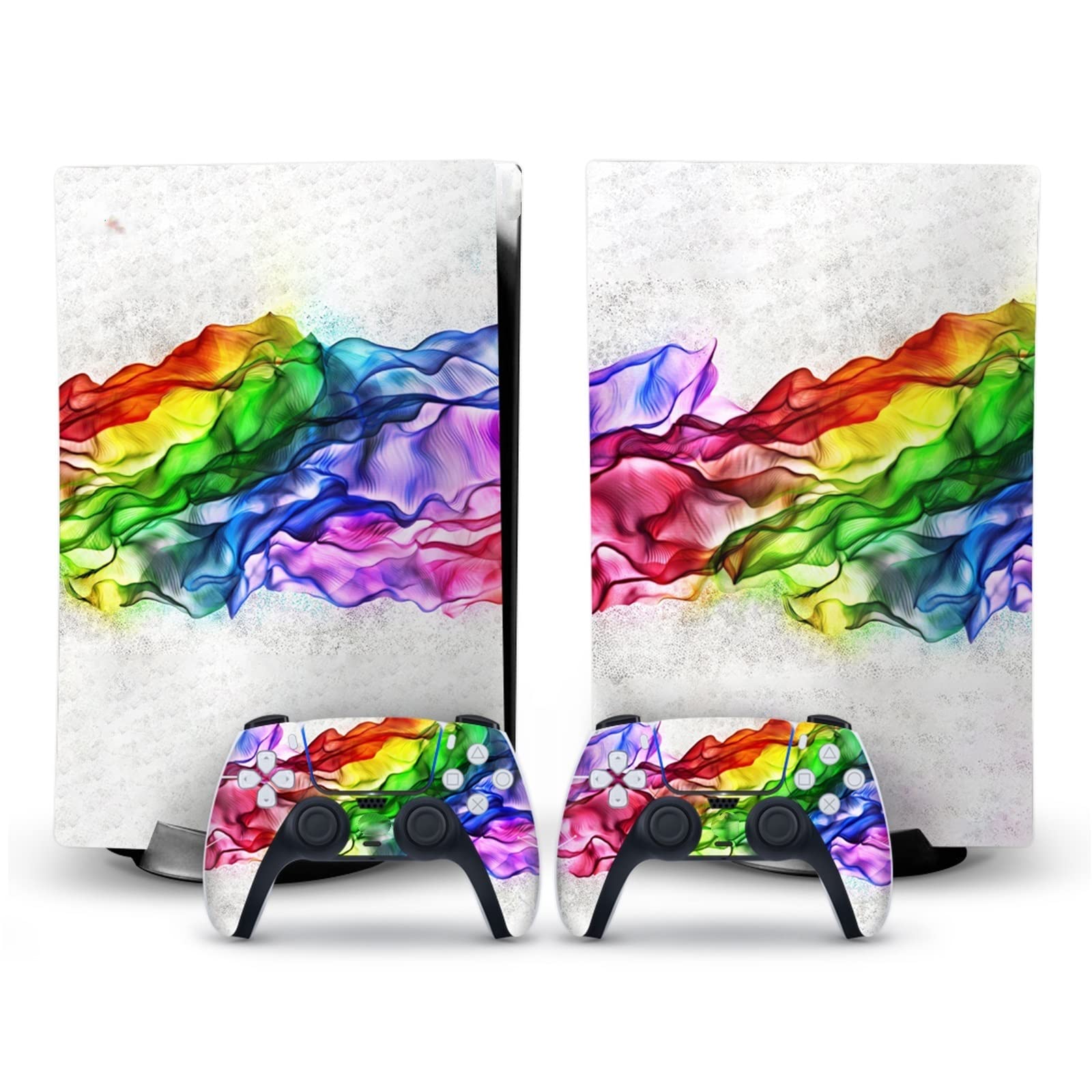 PS5 Disc Edition Console Skin - Vinyl Cover for PlayStation 5 with 2 Controller Decals | Bubble-Free Application, Scratch Protection | Perfect for Gaming Setups & Home Entertainment Systems
