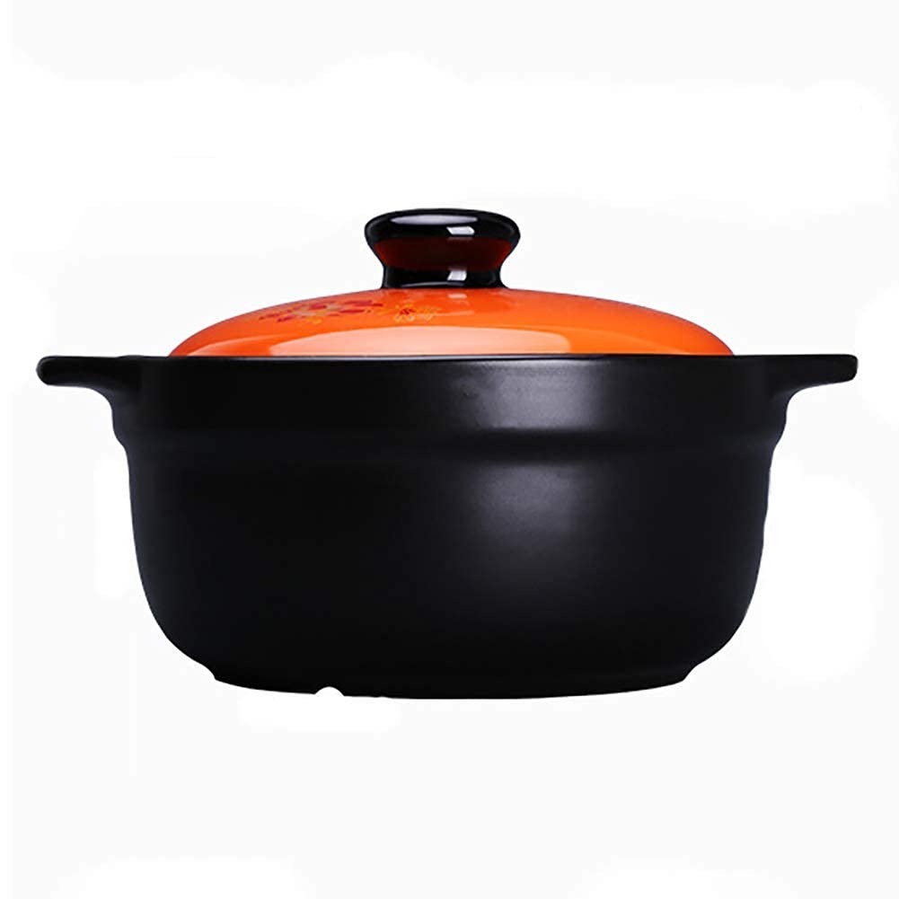 Non-Stick Round Gas Safe Casserole Dish with Lid - 4.5L Heat-Resistant Ceramic Soup Stew Pot for Healthy Cooking | Braising, Slow Cooking & Family Meals (Orange)