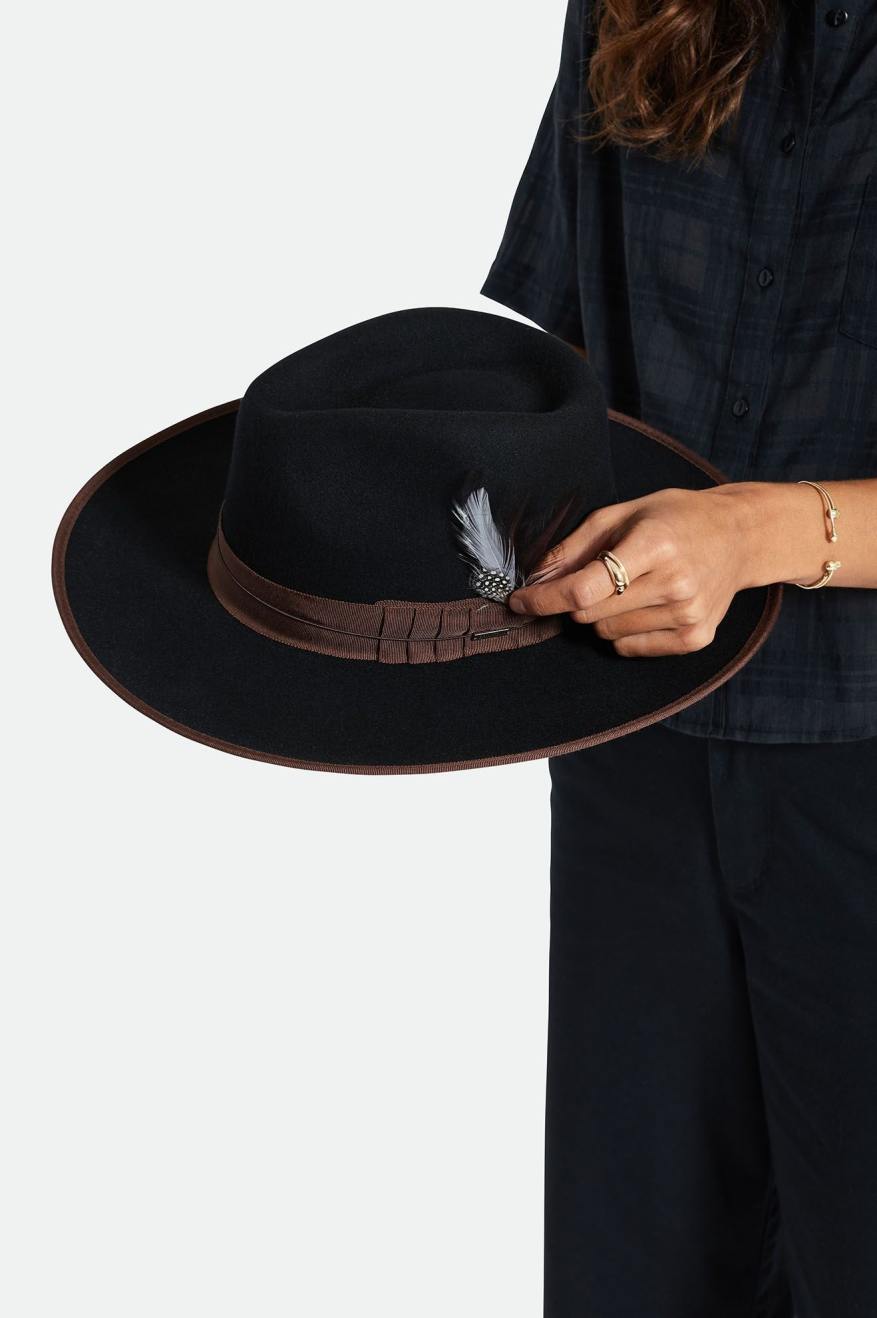 Stylish Burnt Henna & Black Feather Hat for Women - Perfect for Festivals, Parties, and Outdoor Events