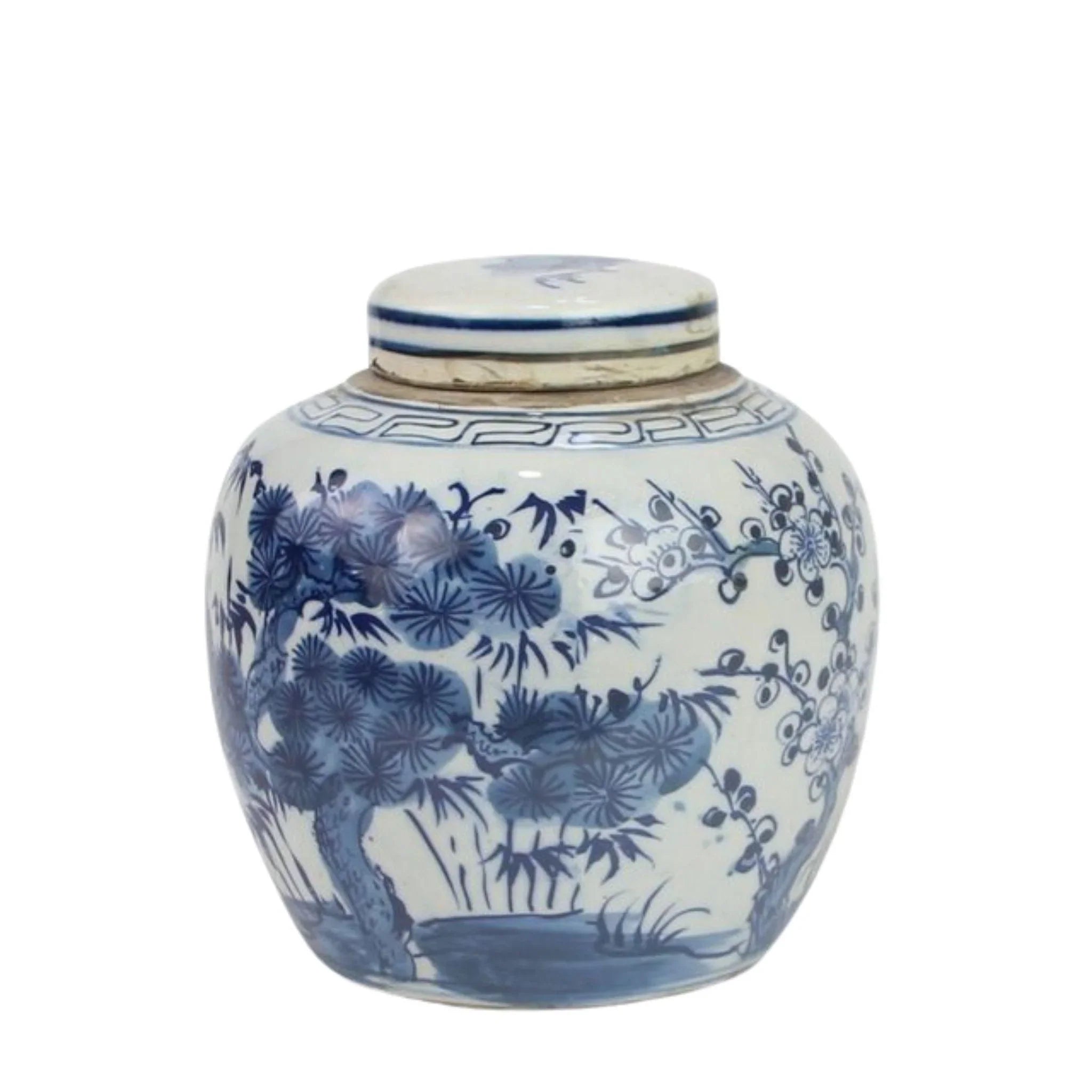 Blue and White Pine Tree Mini Jar - Decorative Ceramic Jar for Home Decor, Office Desk, Gift Giving | Perfect for Storing Small Items, Candles, or as a Stylish Accent Piece