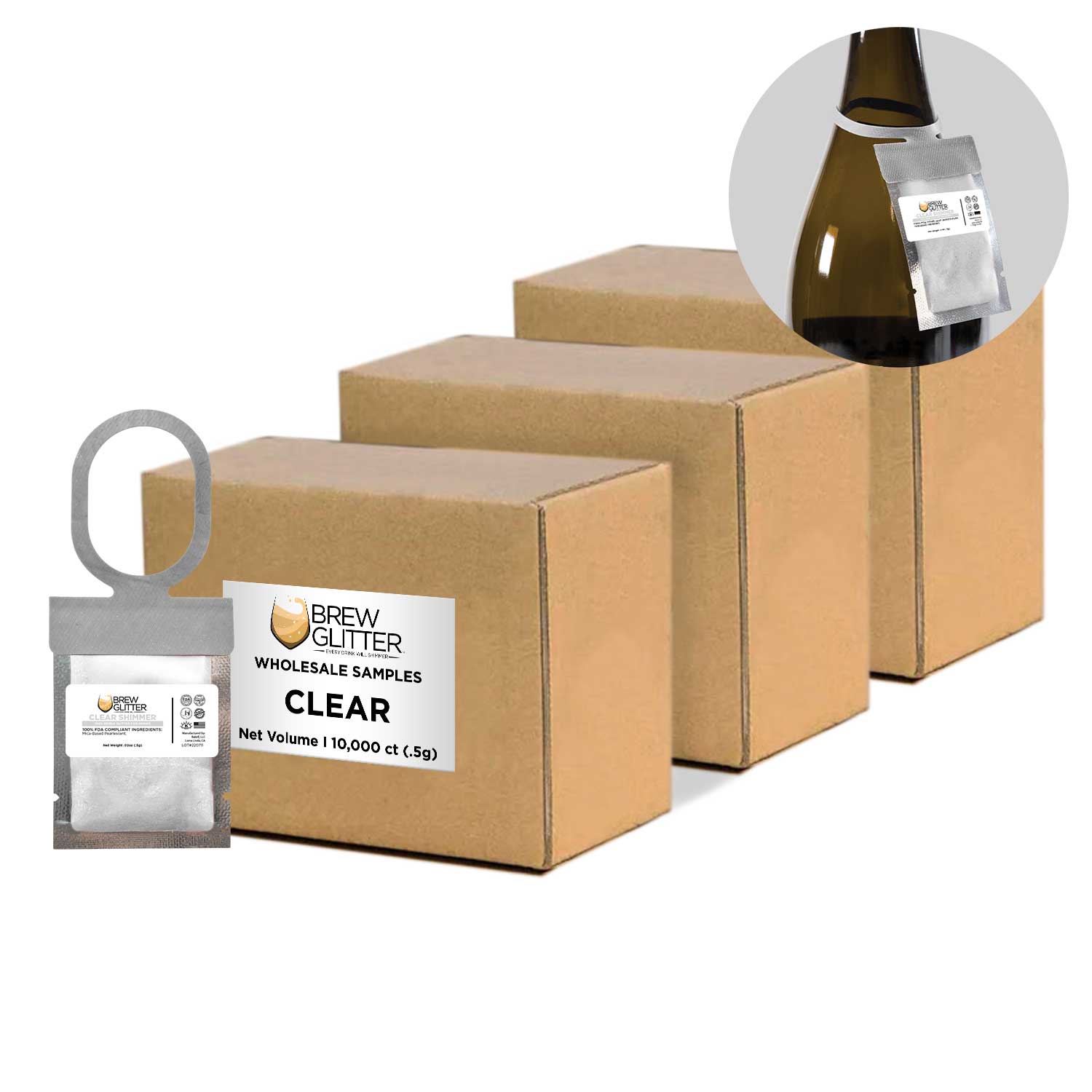 Wholesale Clear Shimmer Brew Glitter® Necklace - Sparkling Fashion Accessory for Parties, Festivals & Nightlife
