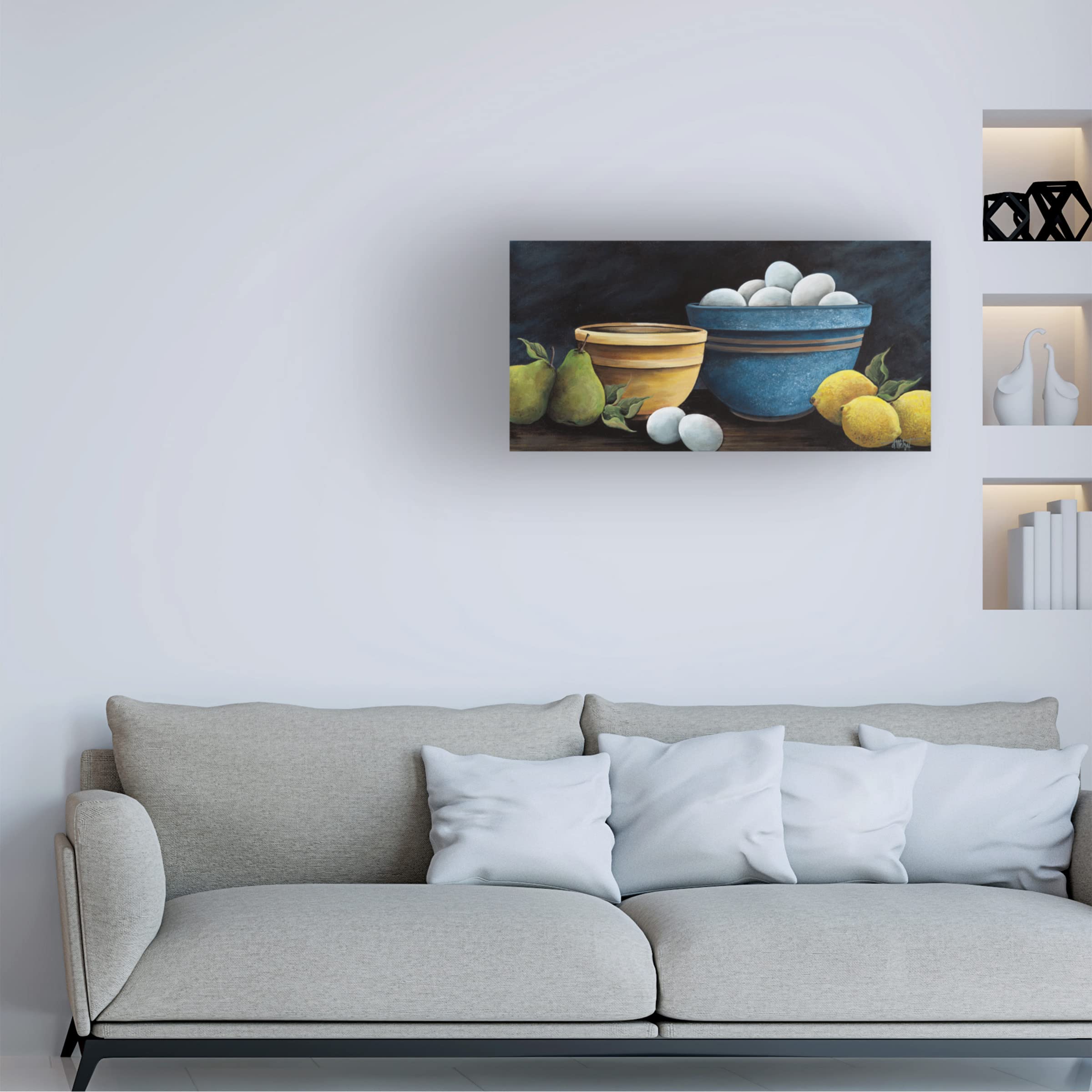 Debbi Wetzel Blue Bowl with Eggs Canvas Art - Kitchen Wall Decor