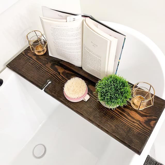 Premium Bathtub Caddy Tray with Adjustable Design - Bamboo Bath Organizer for Books, Wine & Spa Essentials - Perfect for Relaxing Bath Time & Home Spa Experience