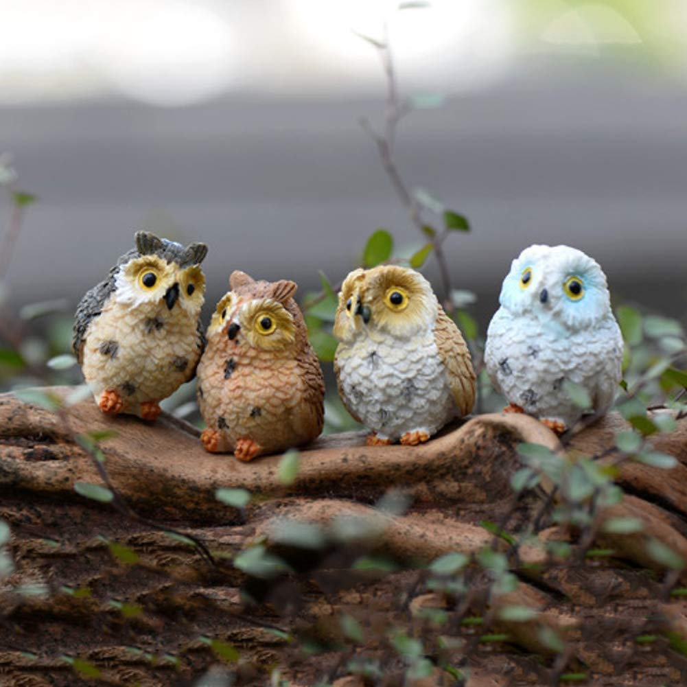 8Pcs Mini Owl Garden Figurines - Cute Miniature Owl Decor for Fairy Gardens, Moss Landscaping, Bonsai Displays & Home Ornaments | Perfect for DIY Crafts, Tabletop Displays & Outdoor Garden Decor