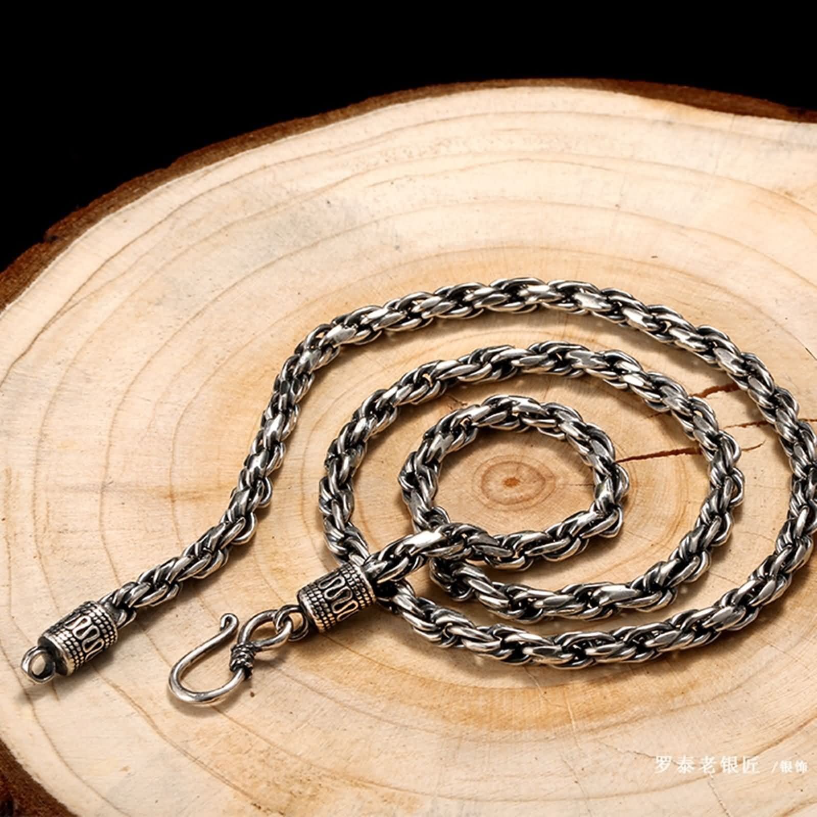 4mm Twisted Rope Chain Necklace for Men - 20 Inch Sterling Silver Mens Necklace | Durable & Stylish Jewelry for Everyday Wear, Gifts & Special Occasions