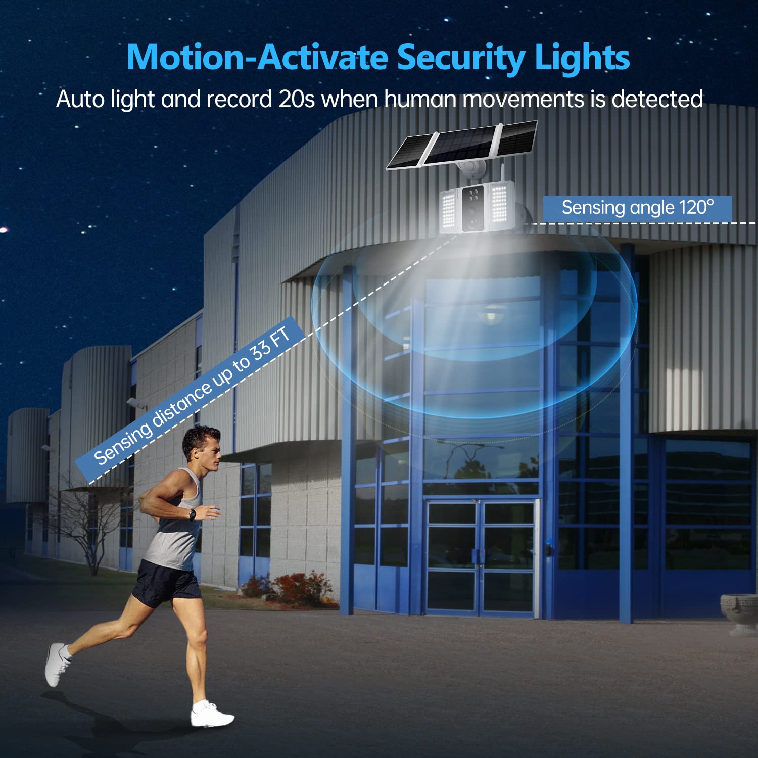 TWINSLUXES Solar Powered Floodlight Security Camera with 1080P HD, 20000mAh Battery, 2-Way Audio & Motion Detection - 4000 lm, IP67, 270° Wide Angle, 2.4GHz WiFi, Cloud & SD Storage - Ideal for Home Security, Backyard, Garage & Outdoor Surveillance
