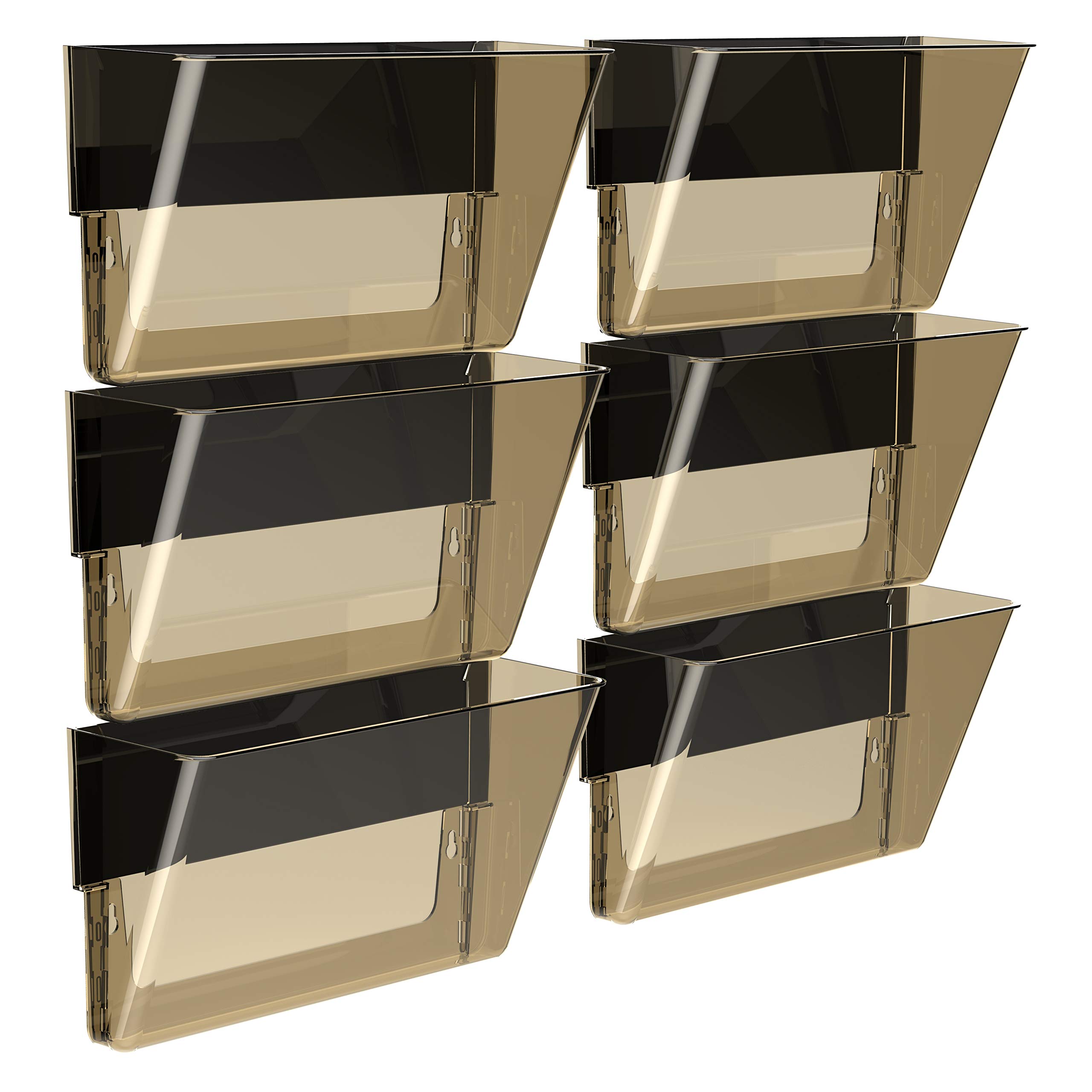 Storex Letter-Size Magnetic Wall Pocket – Heavy Duty Plastic File Organizer with Strong Magnet Holds 5lbs, Smoke Color, 6-Pack (70235A06C) – Perfect for Office, Classroom, Home Organization and Document Storage