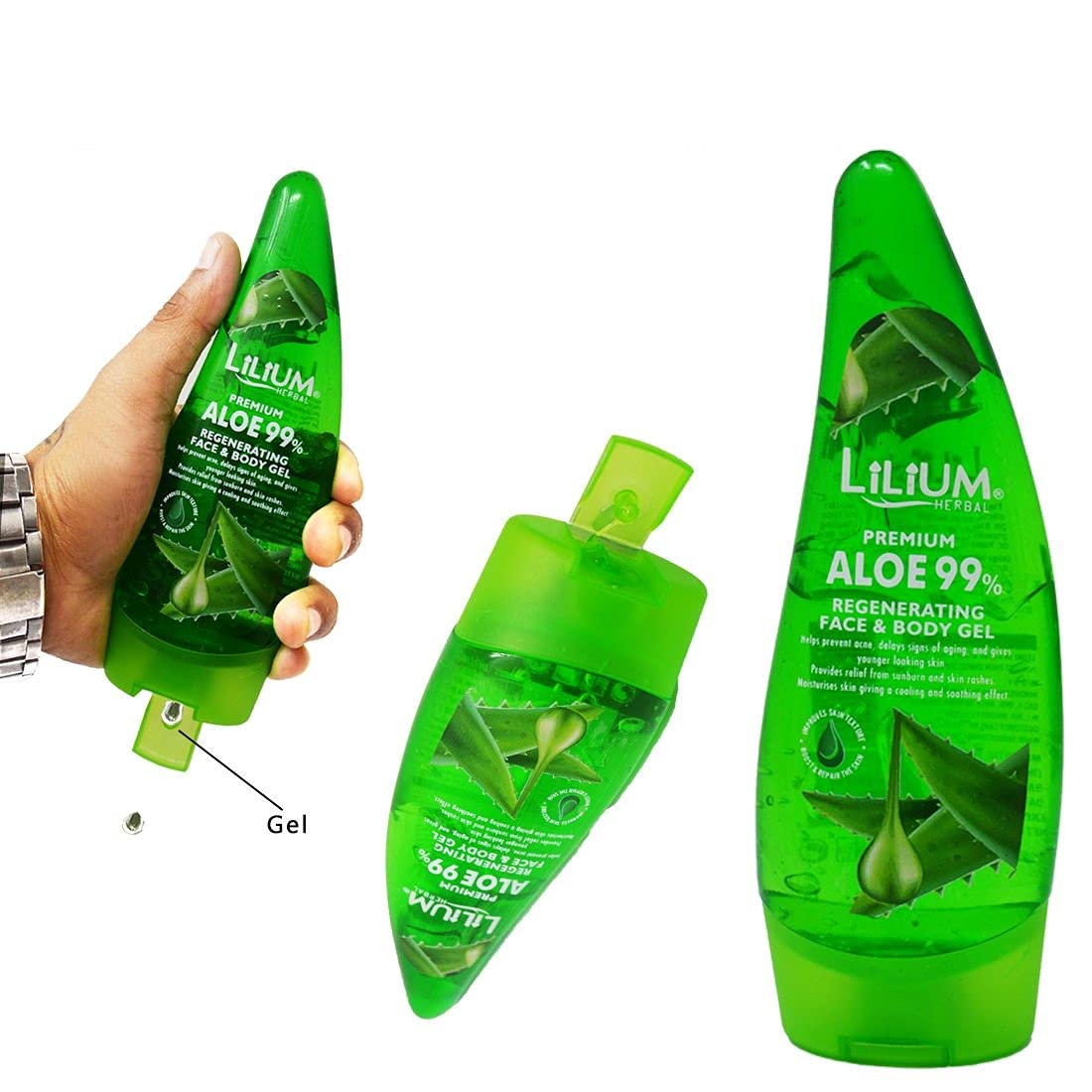 Lilium Regenerating Aloe Vera Face & Body Gel - 120ml | Soothing Moisturizer for Sunburn, Dry Skin & After Shave Care | Natural Skincare Solution