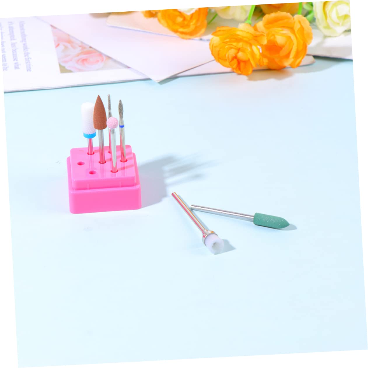 Minkissy 6PCS Nail Drill Handpiece Set - Professional Manicure Drill Bits & Grinding Heads Kit for Nail Art, Acrylics & Gel Polish Removal - Perfect for Salon & Home Nail Care