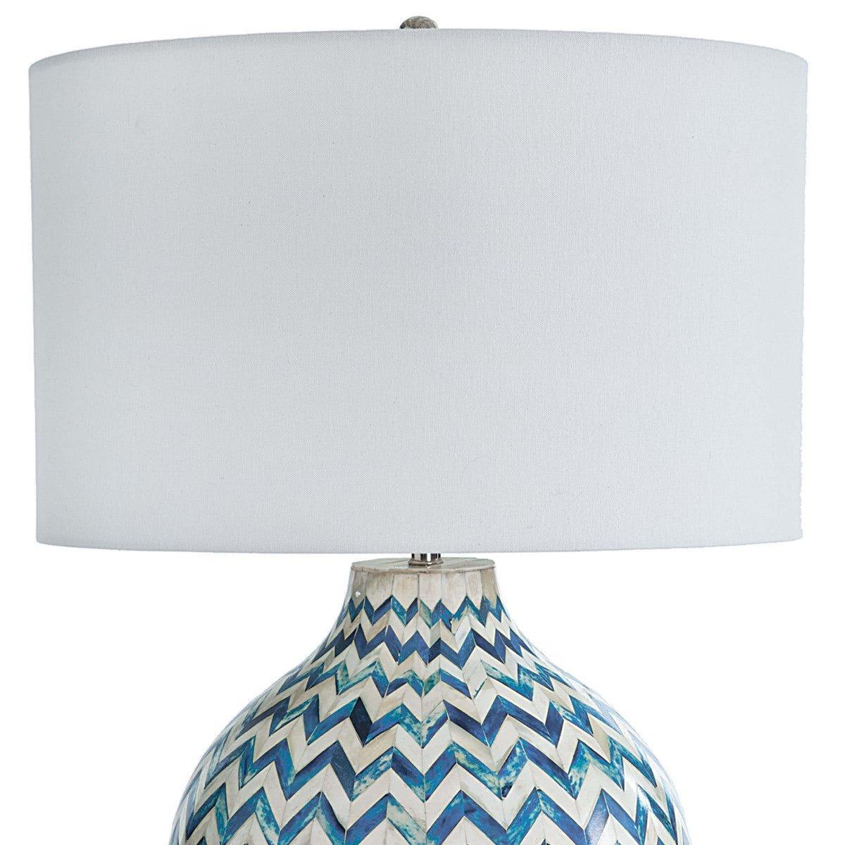Chevron Bone Table Lamp in Indigo - Modern Nightstand & Bedside Lighting for Bedroom, Living Room, or Office Decor
