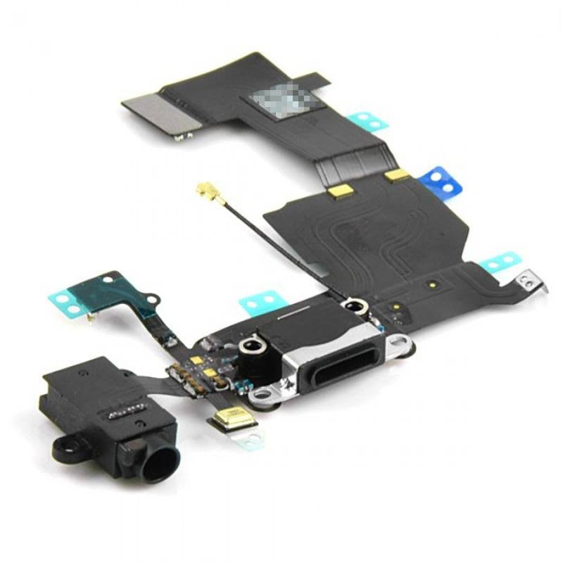 Original iPhone 5s Charging Port Replacement with Headphone Jack & Mic Flex Cable - Black | Compatible with iPhone 5s for Easy DIY Repair | Perfect for Home, Office & Travel Use