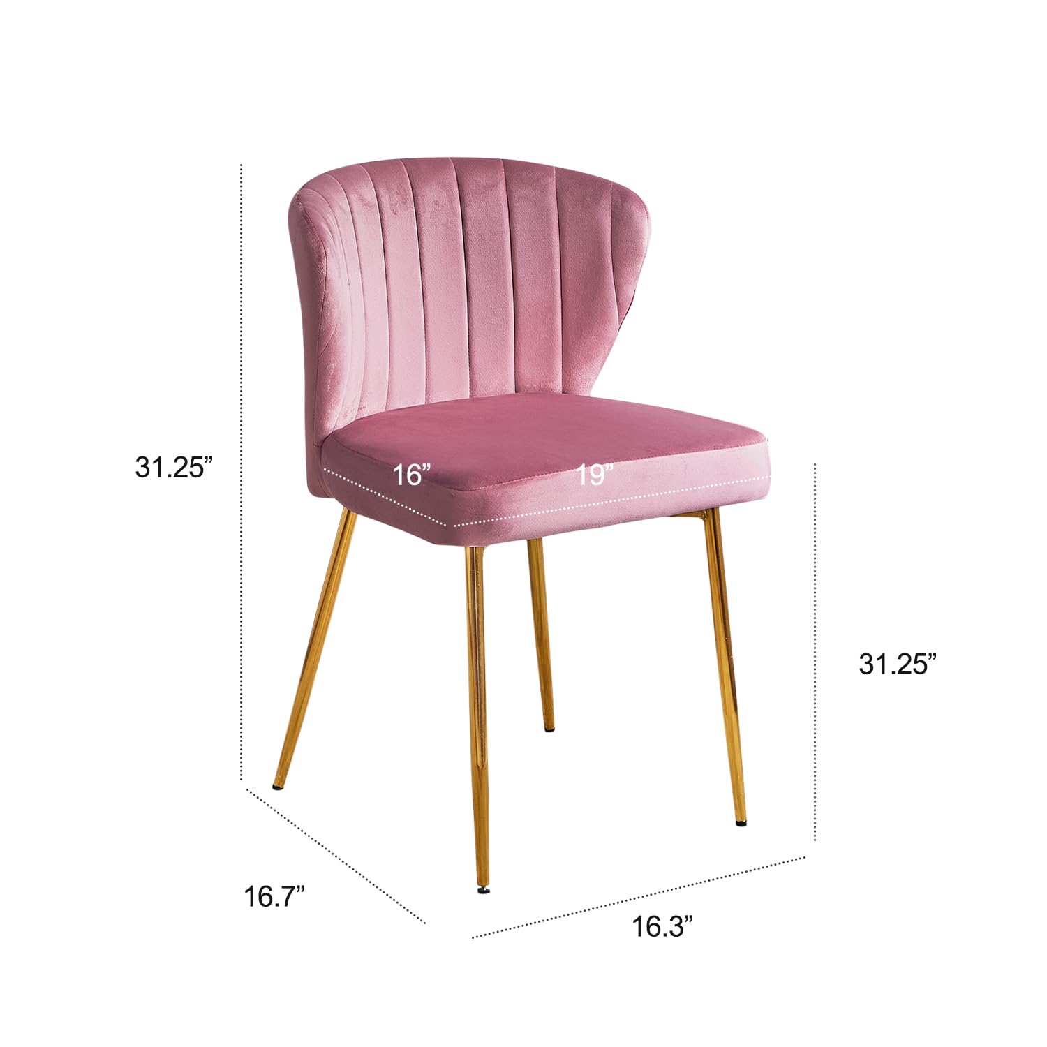 Kiztir Pink Velvet Dining Chairs Set of 4 - Modern Tufted Upholstered Chairs with Golden Metal Legs for Dining Room, Kitchen, Vanity - Perfect for Home Decor, Wedding, and Restaurant Use