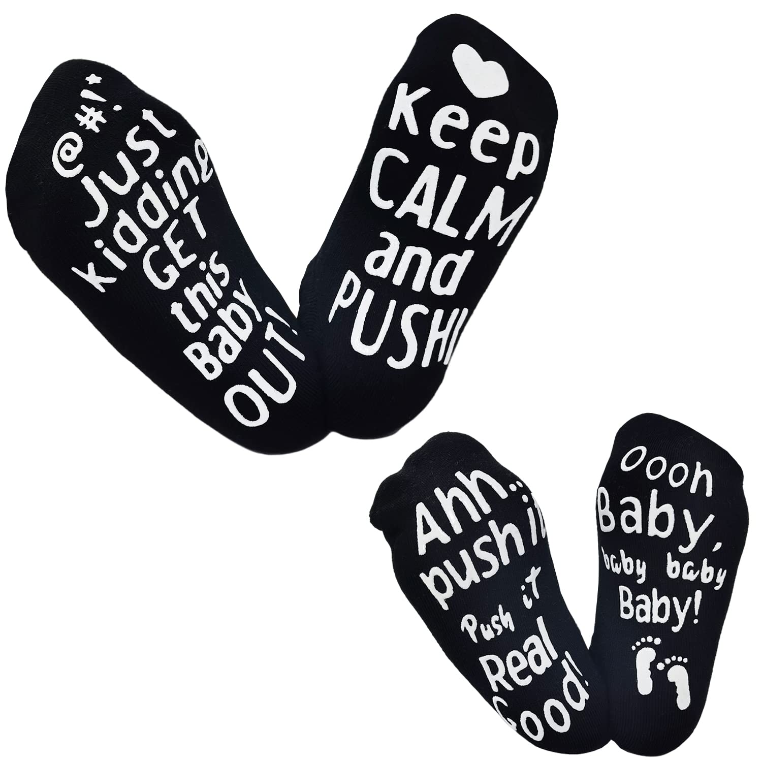 SUFEINI Funny Maternity Socks - Non-Slip Pregnancy Gifts for Mom - Inspirational Christmas & New Year Present - Perfect for Baby Showers, Mother's Day & Pregnancy Announcements