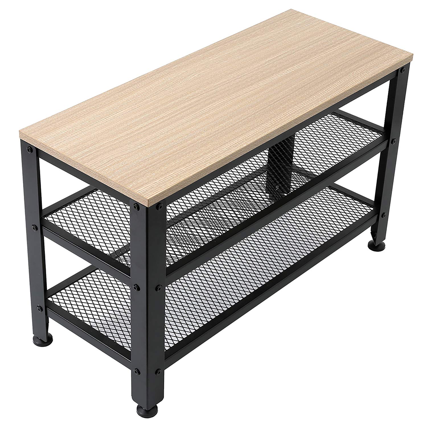 3-Tier Bamboo Shoe Rack Bench with Seat - Sturdy Wooden Entryway Storage Organizer for Living Room, Hallway & Bedroom - Space-Saving Grey Shoe Bench for Home Organization & Comfortable Seating