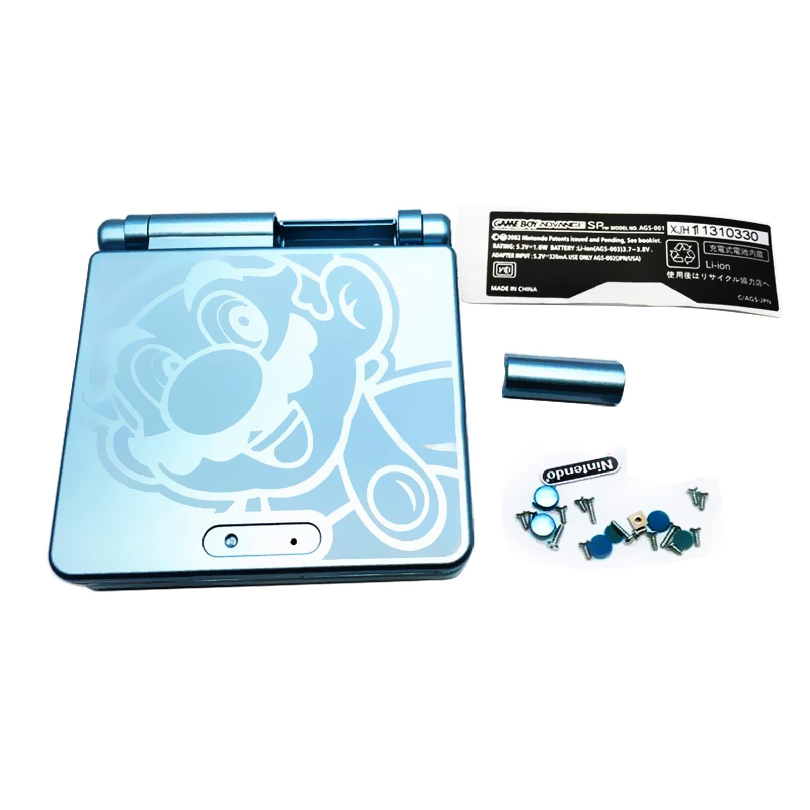 DIY GBA SP Replacement Shell Case for Gameboy Advance SP Console - Blue Protective Housing with Screen Protector, Buttons, Screws & Tool Kit - Perfect for GBA SP Repair, Customization & Gaming Accessories