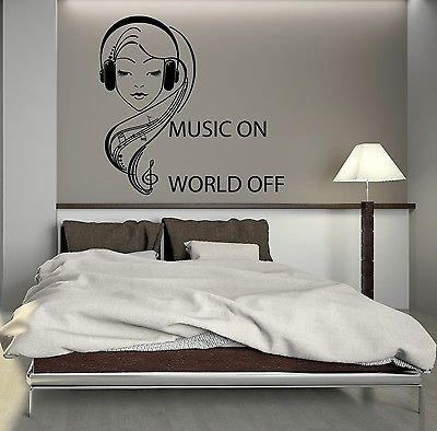 V-Studios VS2746 Music Headphones Wall Decal - Peel & Stick Vinyl Art Sticker for Teen Girl Bedroom Decor, Music Lover Gift, Dorm Room Aesthetic