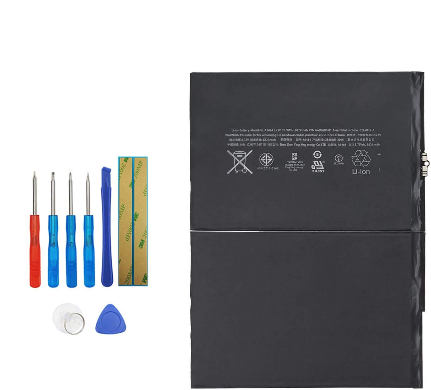 High Capacity A1484 6712-6700 Replacement Battery for iPad 5 / iPad Air / iPad Mini (5th/6th/7th Gen) - Compatible with Models A1474, A1475, A1476, A1822, A1823, A1893, A1954, A2197 - Perfect for Home, Office & Travel Use