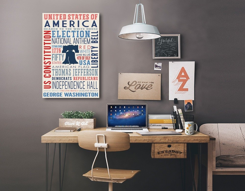 Lantern Press Americana Typography Wall Art - 16x24 Wrapped Canvas Print for Home & Office Decor | Perfect for Living Room, Bedroom or Office Space