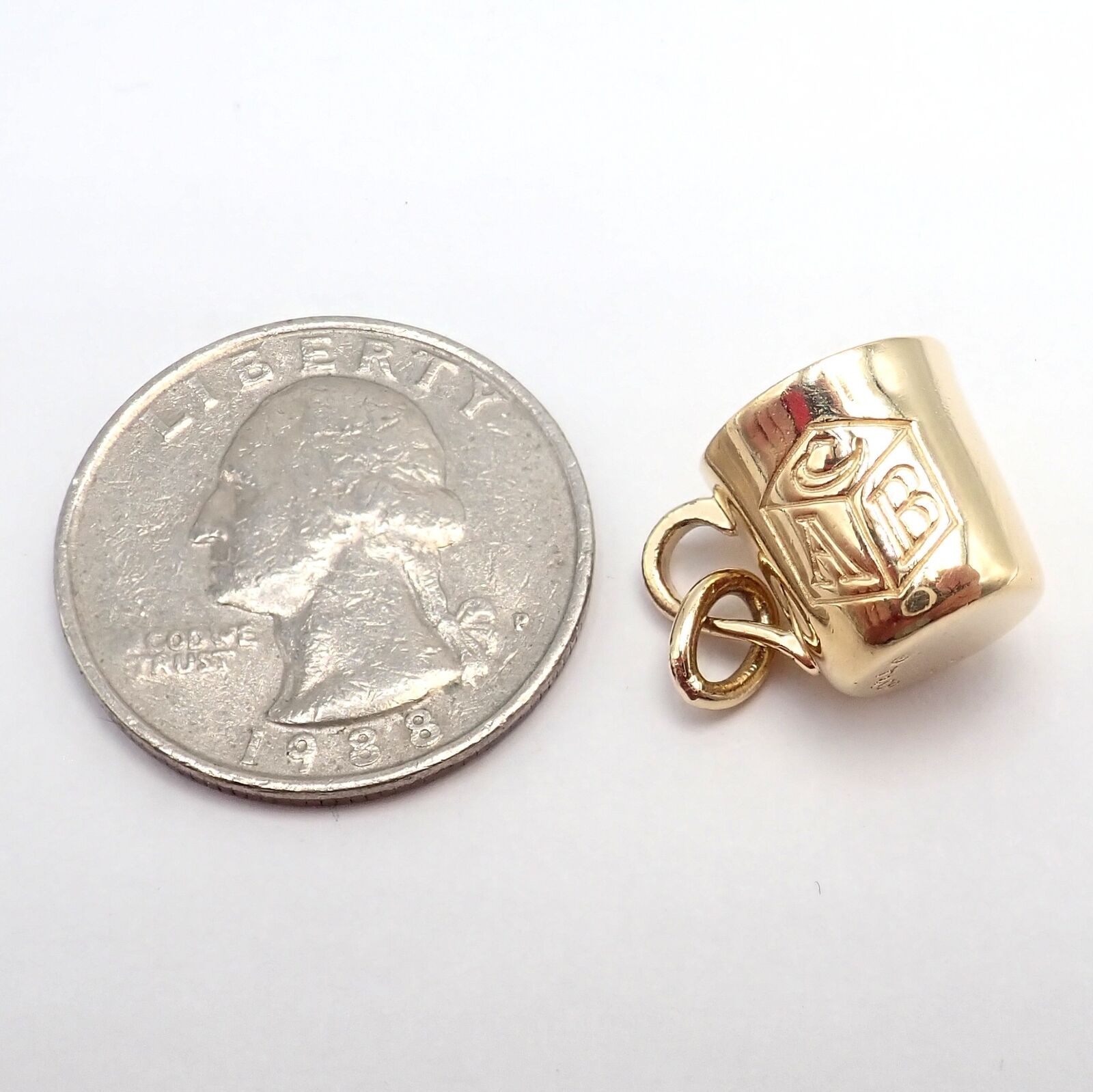Vintage Tiffany & Co. 18k Yellow Gold ABC Baby Cup Charm - Rare Collectible Jewelry for Baby Shower Gifts & Keepsakes