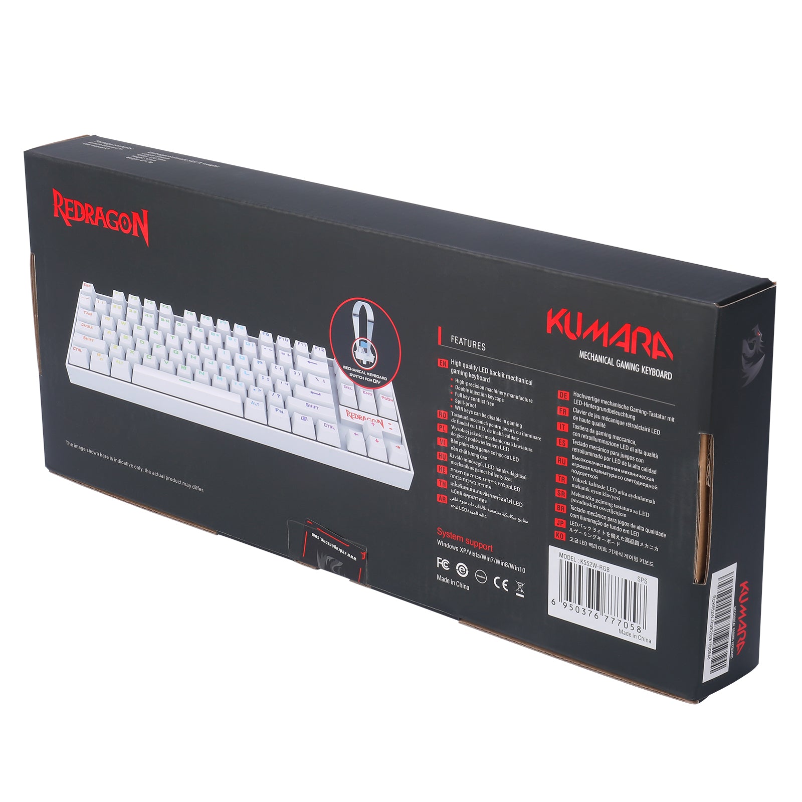 Redragon Kumara K552W RGB Mechanical Gaming Keyboard with Red Switches - White Backlit Wired Keyboard for PC Gamers | Perfect for FPS, MOBA & Typing