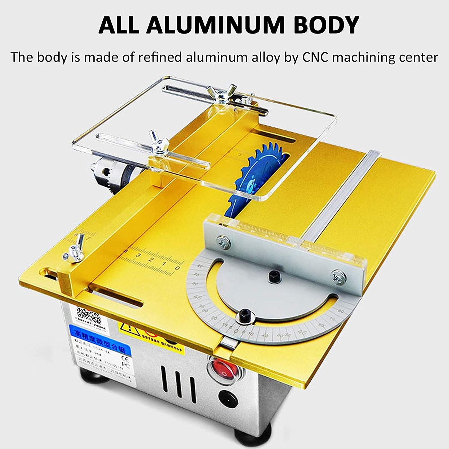 Adjustable Speed Table Saw with Copper Motor - All Aluminum Body Desktop Circular Saw for Wood, Metal & Plastic - 180° Cutting, Grinding & Polishing (Orange, Size C) - Perfect for DIY Projects, Woodworking & Metal Crafting