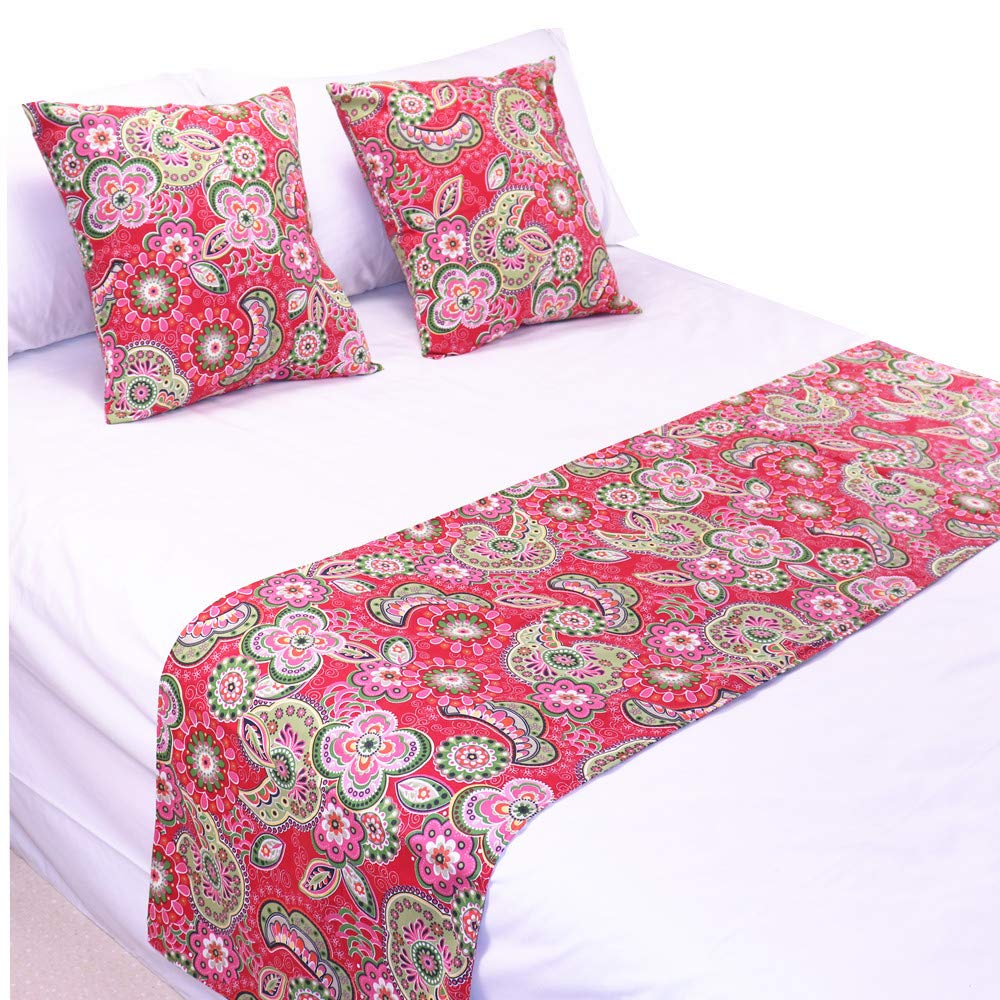 YIH Red Paisley Throw Pillow Covers 18x18 Inch - Pack of 2 Decorative Square Cushion Cases for Sofa, Bedroom, Car & Home Decor | Soft & Stylish Accent Pillows for Living Room, Dorm, Office