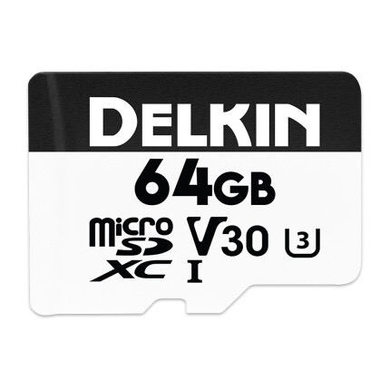 Delkin Devices 64GB UHS-I SDXC Memory Card - High Speed Class 10 for DSLR Cameras, Drones & Action Cameras - Includes SD Adapter for Easy File Transfer