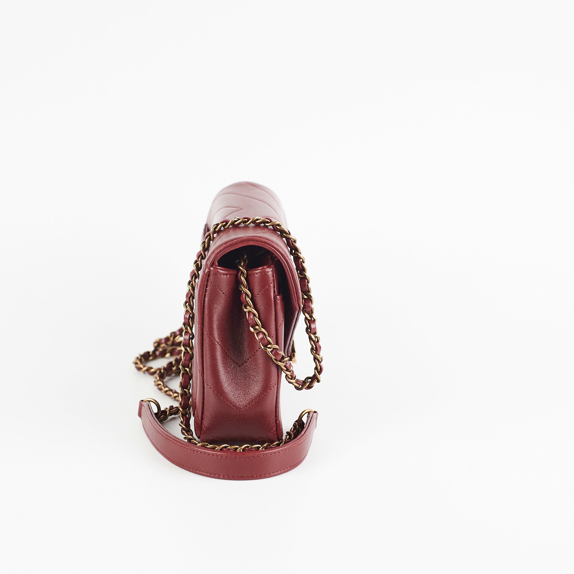 Chanel Mini Chevron Burgundy Leather Crossbody Bag for Women - Luxury Designer Handbag for Date Night, Parties & Everyday Use