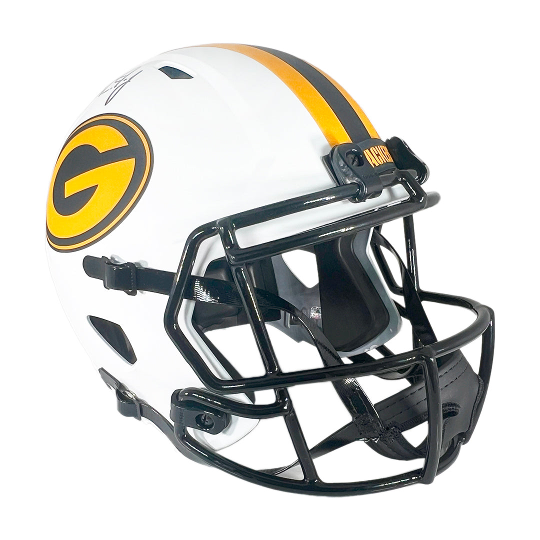Aaron Jones Autographed Green Bay Packers Lunar Eclipse Speed Full Size Replica Football Helmet - Beckett Certified - Perfect for Collectors, Sports Memorabilia Displays, and Packers Fans Gifts