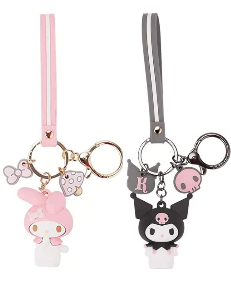 Cute Anime Keychain Set - Hello Kitty, My Melody, Kuromi, Keroppi, Badtz-Maru, Cinnamoroll, Pompompurin - Kawaii Character Keyrings for Backpacks, Bags, Gifts & Collectibles